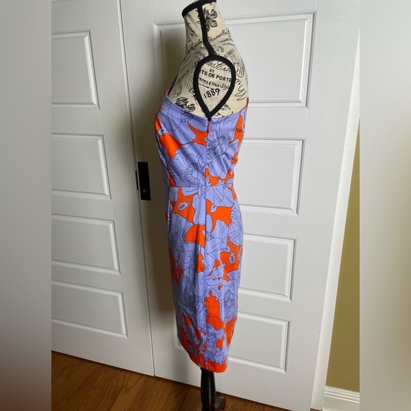 J. Crew Printed One Shoulder Dress Red and Blue Floral - Picture 4 of 7